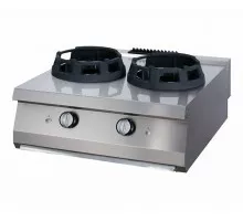Сверхмощная плита Wok - 2 х 28,5 см кольца для приготовления - Двойной блок - Глубина 70 см - Газ