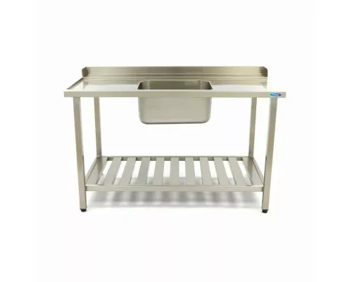 Dishwasher Table - 140 x 75cm - Left - with Sink and Backsplash - incl Storage Shelf Dishwasher Table - 140 x 75cm - Left - with Sink and Backsplash - incl Storage Shelf