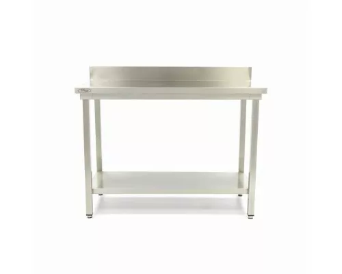 Stainless Steel Table - 200 x 60cm - Adjustable Height - with Backsplash and Storage Shelf Stainless Steel Table - 200 x 60cm - Adjustable Height - with Backsplash and Storage Shelf