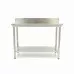 Stainless Steel Table - 200 x 60cm - Adjustable Height - with Backsplash and Storage Shelf