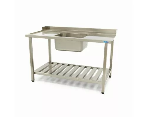 Dishwasher Table - 140 x 75cm - Left - with Sink and Backsplash - incl Storage Shelf Dishwasher Table - 140 x 75cm - Left - with Sink and Backsplash - incl Storage Shelf