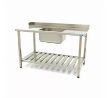 Dishwasher Table - 140 x 75cm - Right - with Sink and Backsplash - incl Storage Shelf