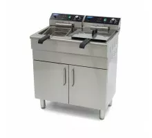 Fritēze - 2 x 16L - 2 grozi - ar iztukšošanas krānu un statīvu - 400V