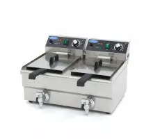 Fritēze - 2 x 10L - 2 grozi - ar iztukšošanas krānu