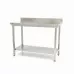 Stainless Steel Table - 200 x 60cm - Adjustable Height - with Backsplash and Storage Shelf