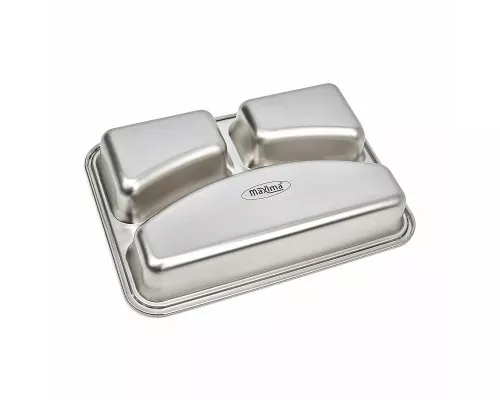 Plate - 3 Compartments - Stainless Steel - Dishwasher Safe Plate - 3 Compartments - Stainless Steel - Dishwasher Safe
