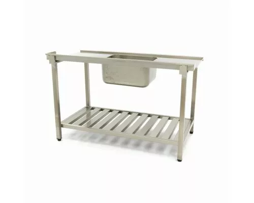Dishwasher Table - 140 x 75cm - Left - with Sink and Backsplash - incl Storage Shelf Dishwasher Table - 140 x 75cm - Left - with Sink and Backsplash - incl Storage Shelf