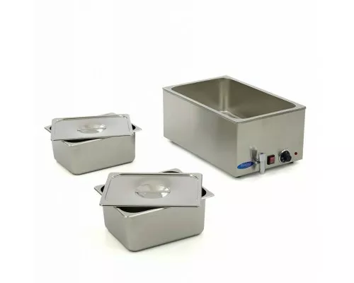 Bain Marie - with Tap - incl 2 x 1/2 GN Set - Electric Bain Marie - ar krānu - iekļaujot 2 x 1/2 GN komplektu - elektrisks