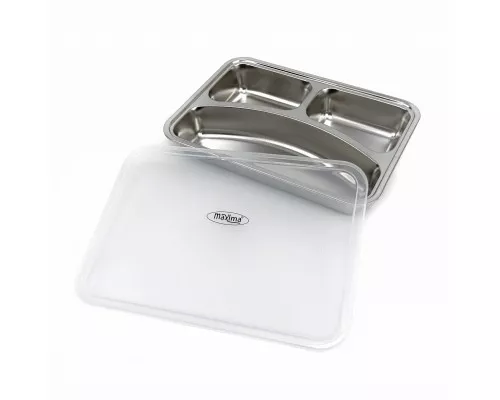 Plate - 3 Compartments - Stainless Steel - Dishwasher Safe Plate - 3 Compartments - Stainless Steel - Dishwasher Safe