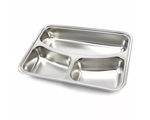 Plate - 3 Compartments - Stainless Steel - Dishwasher Safe Plate - 3 Compartments - Stainless Steel - Dishwasher Safe