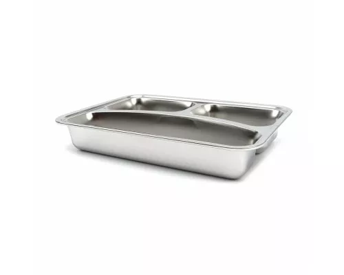 Plate - 3 Compartments - Stainless Steel - Dishwasher Safe Plate - 3 Compartments - Stainless Steel - Dishwasher Safe