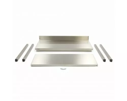 Stainless Steel Table - 200 x 60cm - Adjustable Height - with Backsplash and Storage Shelf Stainless Steel Table - 200 x 60cm - Adjustable Height - with Backsplash and Storage Shelf