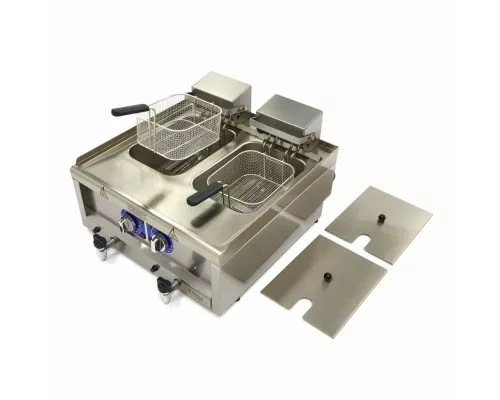 Deep Fryer - 2 x 10L - 2 Baskets - with Drain Tap - 400V Deep Fryer - 2 x 10L - 2 Baskets - with Drain Tap - 400V