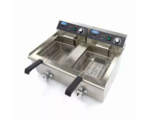 Deep Fryer - 2 x 16L - 2 Baskets - with Drain Tap Deep Fryer - 2 x 16L - 2 Baskets - with Drain Tap