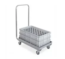 Stainless steel  rack stacking trolley  with handle, base cm 61x41, Metalcarrelli, 2202P