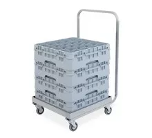 Stainless steel  rack stacking trolley  with handle, base cm 51x51, Metalcarrelli, 2207P