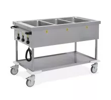 3 x gn 1/1 тележка bain marie с отдельными ваннами и 2 колесиками с тормозом, Metalcarrelli, 7375-F