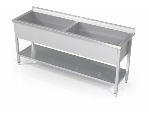 Dubultā poda izlietne ar pastiprinātu plauktu, Novameta, DV2-PLA-180/70/90 Dubultā poda izlietne ar pastiprinātu plauktu, Novameta, DV2-PLA-180/70/90
