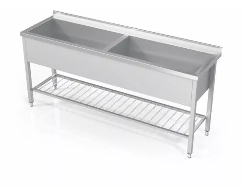 Dubultā poda izlietne ar režģa plauktu, Novameta, DV2-PSA-180/70/90 Dubultā poda izlietne ar režģa plauktu, Novameta, DV2-PSA-180/70/90