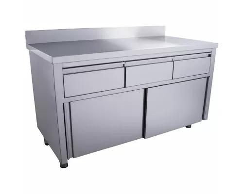 SARO Schiebetürenschrank mit 3 Schubladen und Aufkantung, 1400X700mm SARO Slīdošā durvju skapis - 3 kastes. 1400x700mm ar uzgaļu.