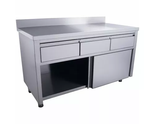 SARO Schiebetürenschrank mit 3 Schubladen und Aufkantung, 1400X700mm SARO Slīdošā durvju skapis - 3 kastes. 1400x700mm ar uzgaļu.