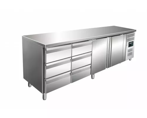 SARO Gekoelde werkbank met 2 deuren en 2x set van 3 lades, model KYLJA 4150 TN SARO Gekoelde werkbank met 2 deuren en 2x set van 3 lades, model KYLJA 4150 TN