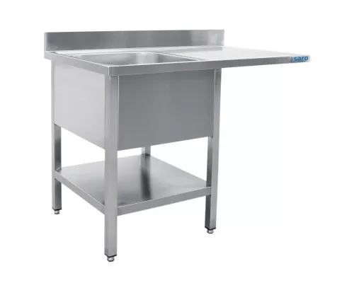 SARO Spoeltafel met 2 wasbakken, links <br> - 700 mm diepte, 1400 mm SARO Spoeltafel met 2 wasbakken, links <br> - 700 mm diepte, 1400 mm