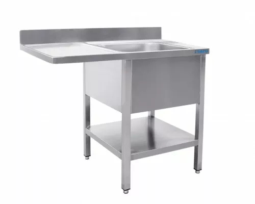 SARO Spoeltafel met 1 wasbak, rechts <br> - 700 mm diepte, 1400 mm SARO Spoeltafel met 1 wasbak, rechts <br> - 700 mm diepte, 1400 mm