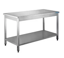 SARO nerūsējošā tērauda galds, ar apakšējo plauktu - 600 mm dziļums, 1800 mm garums