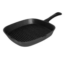 Cast iron square ribbed skillet 24x24 cm h 3 cm, Stalgast, 049003