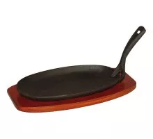 Cast iron platter with wooden stand 24x14 h 2, 4 cm, Stalgast, 049004