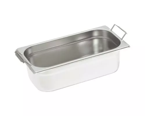 stainless steel GN 1/3 200 with movable handles - new model Nerūsējošais tērauds gn 1/3 200 ar kustīgiem rokturiem - jauns modelis, Stalgast, 133204