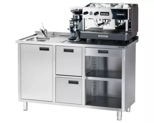 table for coffee machine with drainer and sink Table for coffee machine with drainer and sink, Stalgast, 486710
