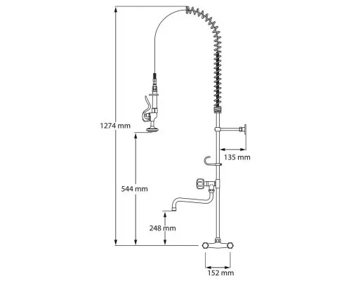 kit shower pipe in the middle with long brass connection Kit shower pipe in the middle with long brass connection, Stalgast, 651542