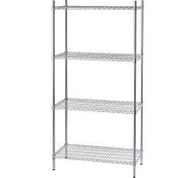 Chromed steel, 4-tier storage shelving unit, foldable, 900x450x1800 mm