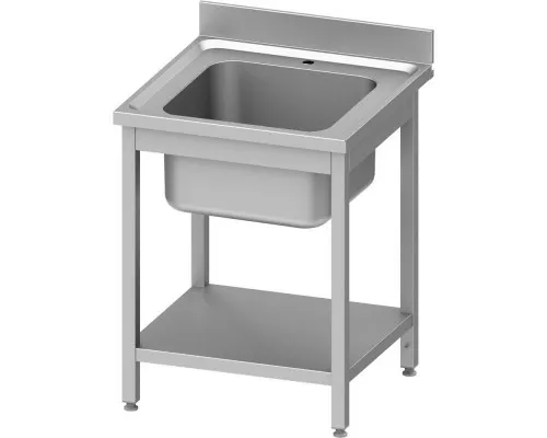 table with one sink, with shelf 600x600x850 mm, for assembly Galds ar vienu izlietni, ar plauktu 600x600x850 mm, montāžai, Stalgast, 954456060