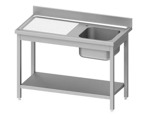 table with one sink (R), with shelf 1200x600x850 mm, for assembly Galds ar vienu izlietni (r), ar plauktu 1200x600x850 mm, montāžai, Stalgast, 954466120