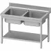 Galds ar divām izlietnēm, ar plauktu 1200x700x850 mm, montāžai, Stalgast, 954587120