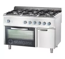 Плита газовая 6-ти комфорочная раз. 1200x700х850 с духовкой газовой 36, 5+5 kвт - g20, Stalgast, 9711210