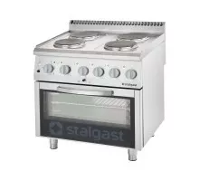 4 degļu elektriskā plīts 800x700x850 ar elektrisko cepeškrāsni(800) 10, 4+7 kw (3 apkures sistēmas), Stalgast, 9715000