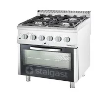 Плита газовая 4-х конфорочная 800x700x850 с духовкой газовой 24 + 7 квт (статичная) - g20, Stalgast, 9716310
