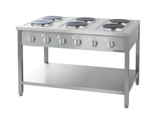 kuchnia elektryczna, 6-płytowa, 15.6 kW Brīvi stāvošs elektriskais diapazons 6x2, 6 kw, Stalgast, 979600