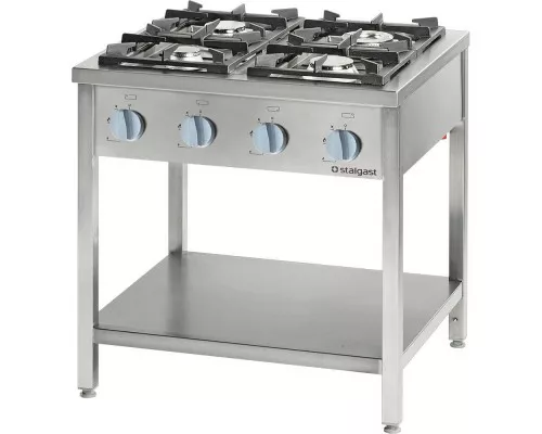 Плита газовая свободно стоящая 900 - 4-х комфорочная с полкой 36kW - G20 (GZ50) Плита газовая свободно стоящая 900 - 4-х комфорочная с полкой 36kw - g20 (gz50), Stalgast, 999551