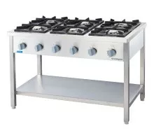 6 degļu brīvi stāvošs gāzes diapazons 900 ar apakšējo plauktu 36, 5 kw - g20 (dabasgāze), Stalgast, 999621