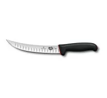 Fibrox, butcher knife, fluted edge, curved, narrow blade, 20 cm, black, Victorinox, 5.7223.20