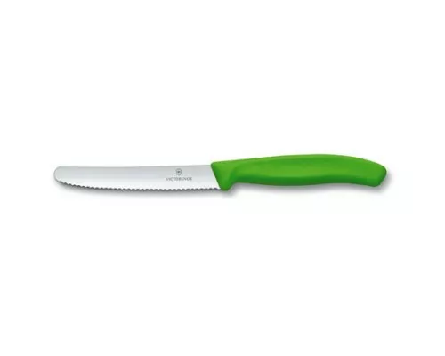 Swiss classic, нож для томатов, волнистый, 11 см, зеленый, Victorinox, 6.7836.L114 Swiss classic, нож для томатов, волнистый, 11 см, зеленый, Victorinox, 6.7836.L114