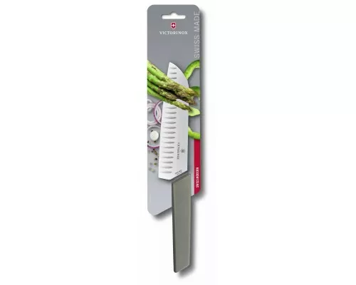 Swiss modern, нож сантоку, рифленая кромка, 17 см, оливковый, блистер, Victorinox, 6.9056.17K6B Swiss modern, нож сантоку, рифленая кромка, 17 см, оливковый, блистер, Victorinox, 6.9056.17K6B