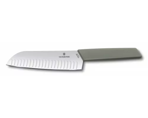 Swiss modern, нож сантоку, рифленая кромка, 17 см, оливковый, блистер, Victorinox, 6.9056.17K6B Swiss modern, нож сантоку, рифленая кромка, 17 см, оливковый, блистер, Victorinox, 6.9056.17K6B