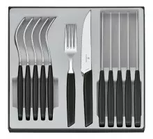 Swiss modern, столовый набор ножей для стейка, 12 предметов, черный, Victorinox, 6.9093.12W.12