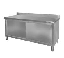 Stainless steel wall table with cabinet S-200 cm G-70 cm H-85 cm N